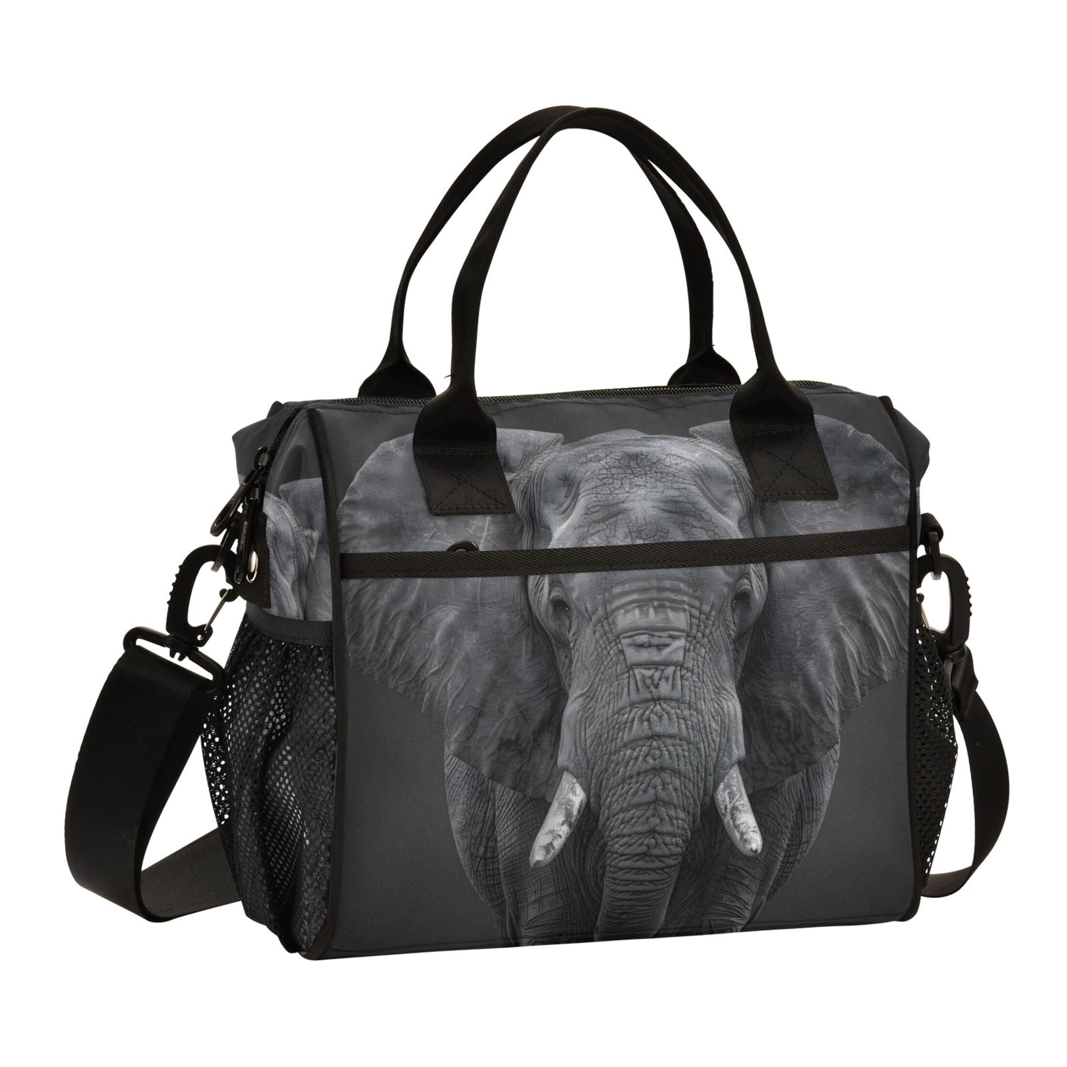 ALAZA African Elephant Insulated Lunch Bag Reusable Tote Box Adjustable Shoulder Strap for Work Picnic