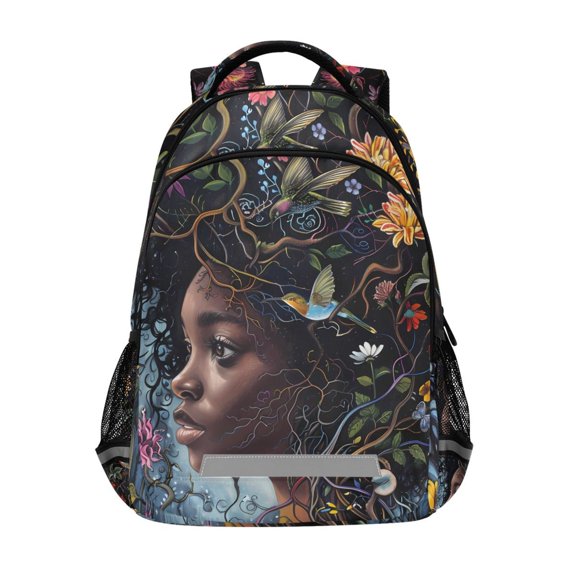 ALAZA African with Flowers Backpack Elementary School Bag Bookbag Travel Rucksack