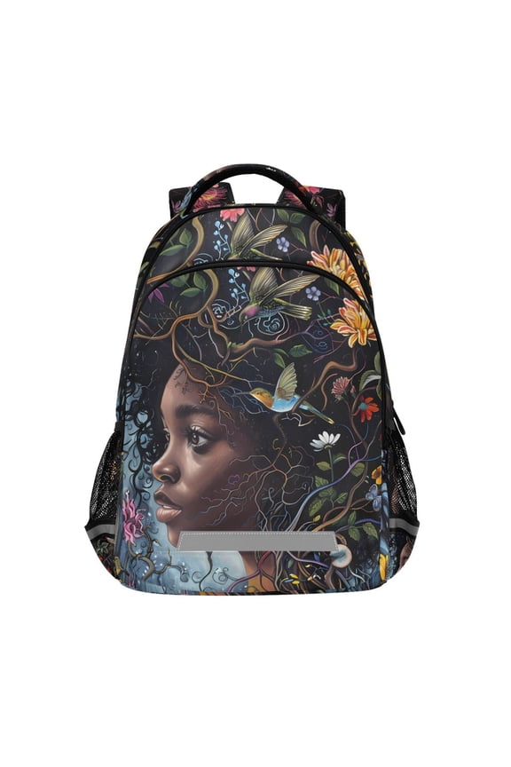 African with Flowers Backpack Elementary School Bag Bookbag Travel Rucksack