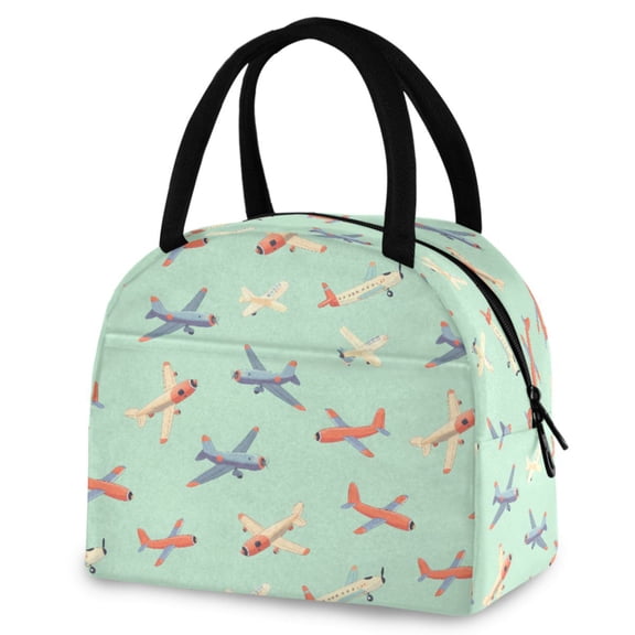 ALAZA Airplane Retro Green Insulated Lunch Box Reusable Cooler Tote Bag Work Office Picnic