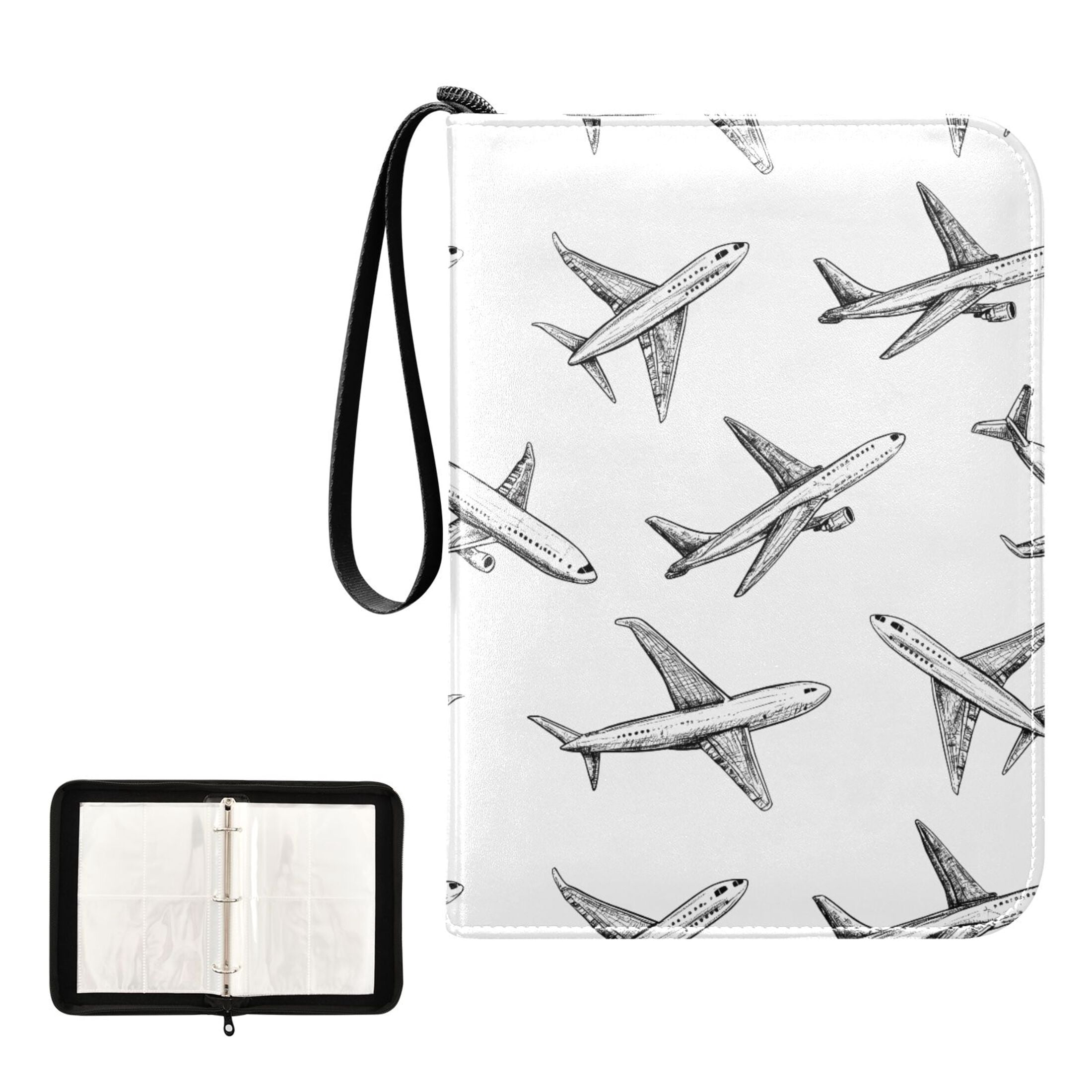 ALAZA Airplane Retro Trading Card Binder 4 Pocket Cards Collection Album 400 Folder Holder