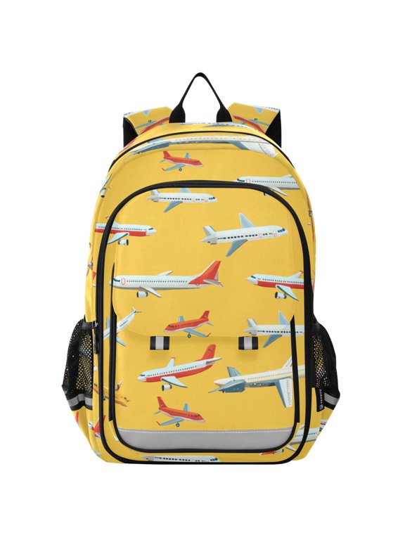 Airplane Yellow-d2 Laptop Backpack Purse Travel Bag Casual School Bookbag Rucksack for Women Men