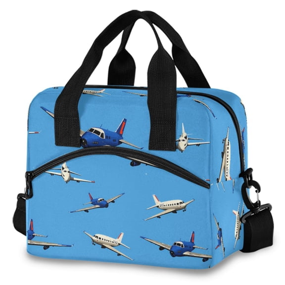 ALAZA Airplanes Flying Insulated Lunch Box Large Reusable Cooler Bag with Shoulder Strap