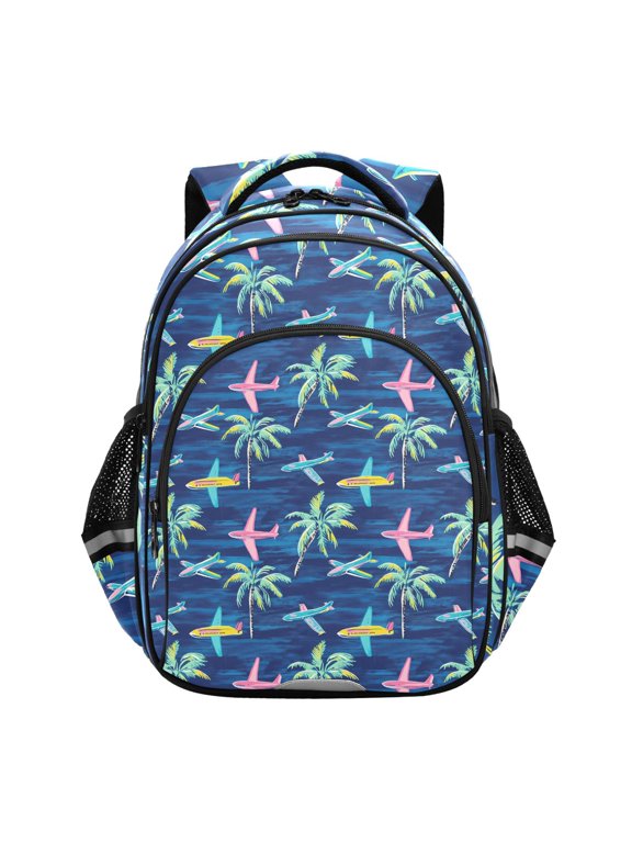 Airplanes Palm Trees School Backpack Elementary Bag Bookbag Travel Rucksack