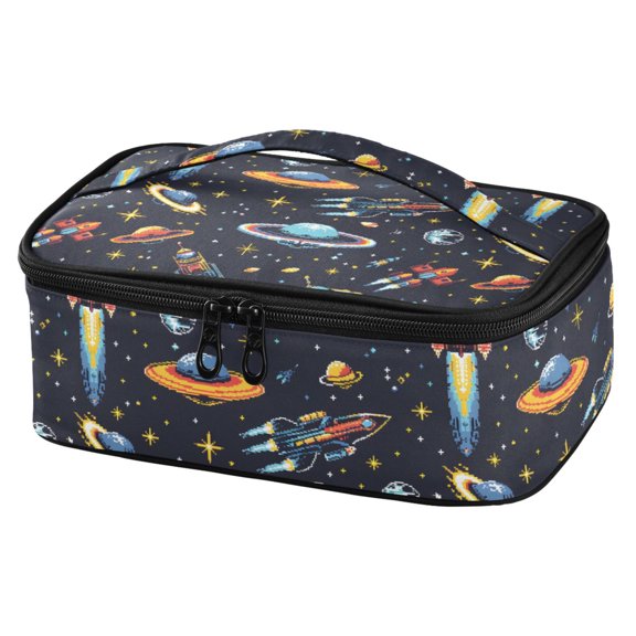 ALAZA Aliens and Space Lunch Box Insulated Cooler Tote Bag Reusable School Picnic Travel Office