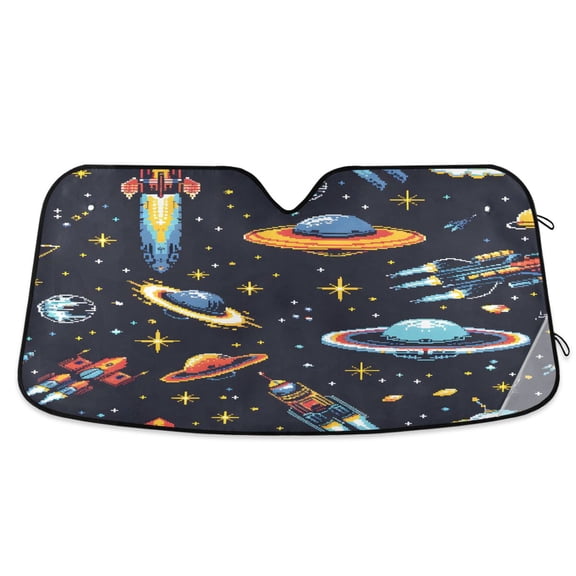 ALAZA Aliens and Space Windshield Sun Shade Car Foldable Visor Block UV Rays Protector 53"x23.5"