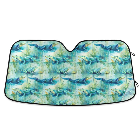 ALAZA Alligator Frogs Pattern Car Windshield Sun Shade Foldable UV Ray Sunshade Visor Protector 55 x 27.6in