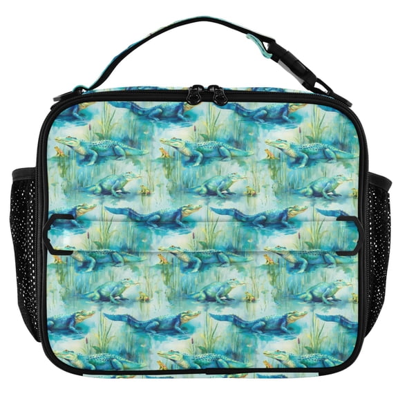 ALAZA Alligator Frogs Insulated Lunch Box Lunch Bag Cooler Tote with Shoulder Strap