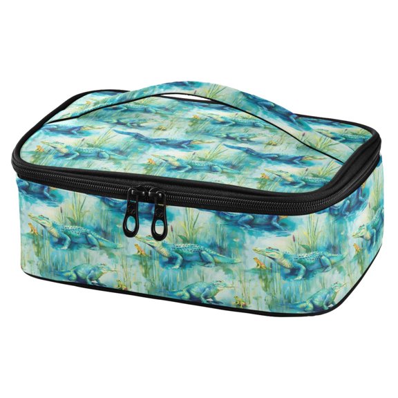 ALAZA Alligator Frogs Lunch Box Insulated Cooler Tote Bag Reusable School Picnic Travel Office