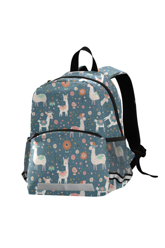 Alpaca Floral Polka Dots School Backpack Elementary Student Bookbag