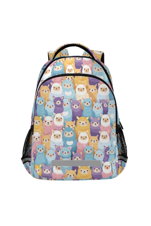 Alpacas Pattern Backpack Elementary School Bags Student Bookbag Travel Rucksack