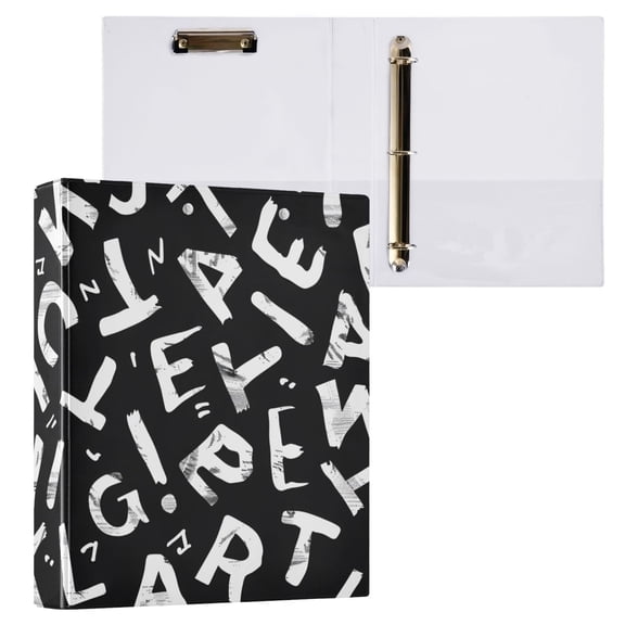 ALAZA Alphabet Pattern Hardcover 3 Ring Binder 1.5" Round Rings Interior Pockets Binders Organizer 1 Pack