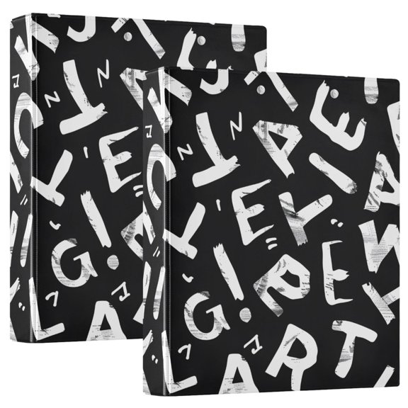 ALAZA Alphabet Pattern Hardcover 3 Ring Binder 1.5" Round Rings Interior Pockets Binders Organizer 2 Pack