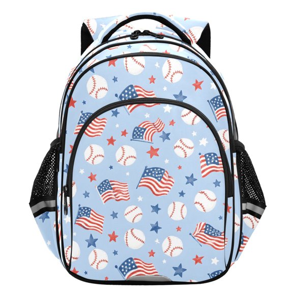 ALAZA American Baseball Flags School Backpack Elementary Bag Student Bookbag Travel Rucksack
