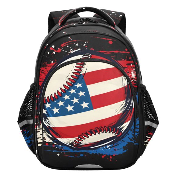 ALAZA American Flag Baseball School Backpack Elementary Bag Student Bookbag Travel Rucksack