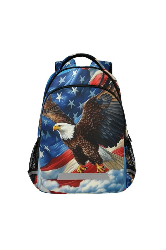 American Flag Eagle Backpack Elementary School Bag Bookbag Travel Rucksack