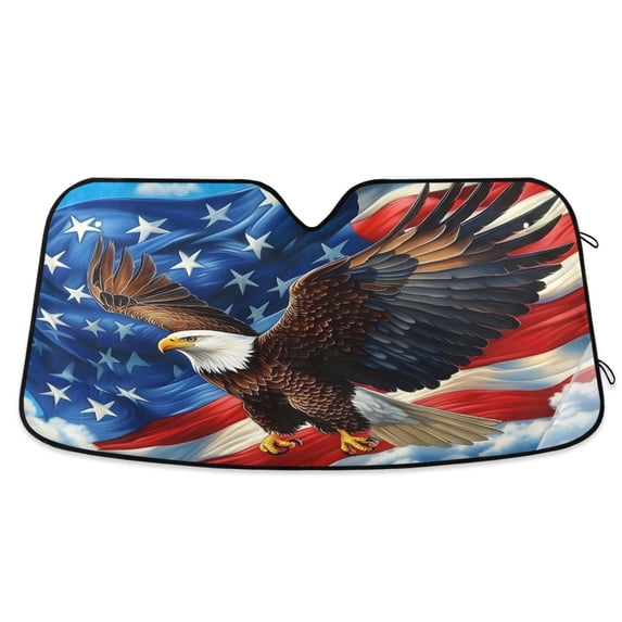 ALAZA American Flag Eagle Windshield Sun Shade Car Foldable Visor Block UV Rays Protector 57"x31.5"