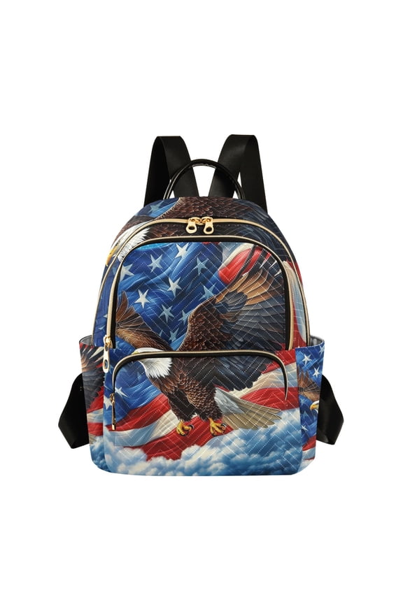 American Flag Eagle Womens Travel Laptop Backpack Large Daypack Ladies Shoulder Bags S