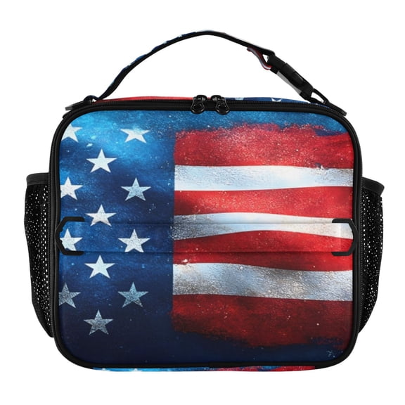 ALAZA American Flag Lunch Box Insulated Lunch Bag Cooler Tote with Shoulder Strap