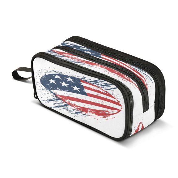 ALAZA American Football Pencil Case Bag 3 Compartment Pen Pouch Large Storage Holder Box Organizer