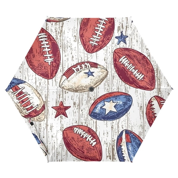 ALAZA American Rugby Football UPF 50+ Compact Folding Umbrella for Rain Travel Umbrella Packable