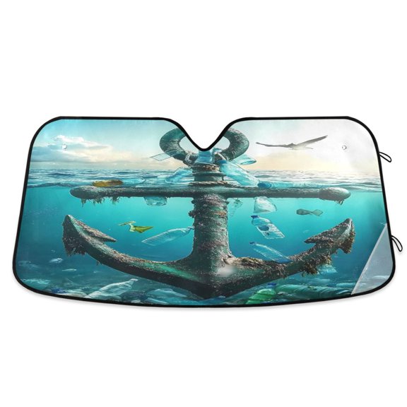 ALAZA Anchor in Sea Sunshine Windshield Sun Shade Car Foldable Visor Block UV Rays Protector 53"x23.5"