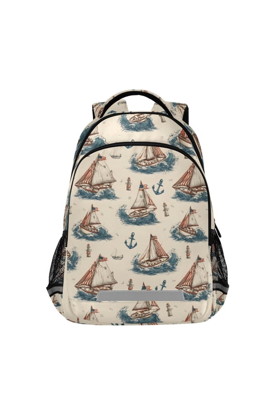 Anchors Sailboats Backpack Elementary School Bag Bookbag Travel Rucksack