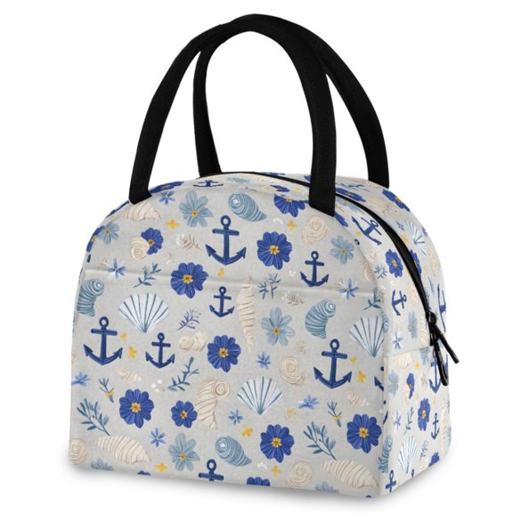 ALAZA Anchors Seashells Insulated Lunch Box Reusable Cooler Tote Bag Work Office Picnic