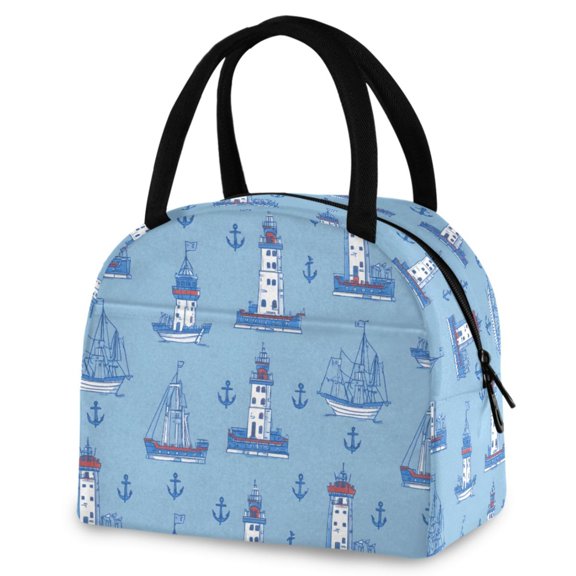 ALAZA Anchors Ships Insulated Lunch Box Reusable Cooler Tote Bag Work Office Picnic