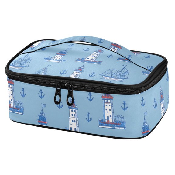 ALAZA Anchors Ships Lunch Box Insulated Cooler Tote Bag Reusable School Picnic Travel Office
