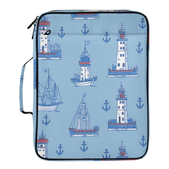 ALAZA Anchors Ships Pattern Expanding Accordion File Folder 3 Ring Zipper Binder Organizer Portable Document Bag