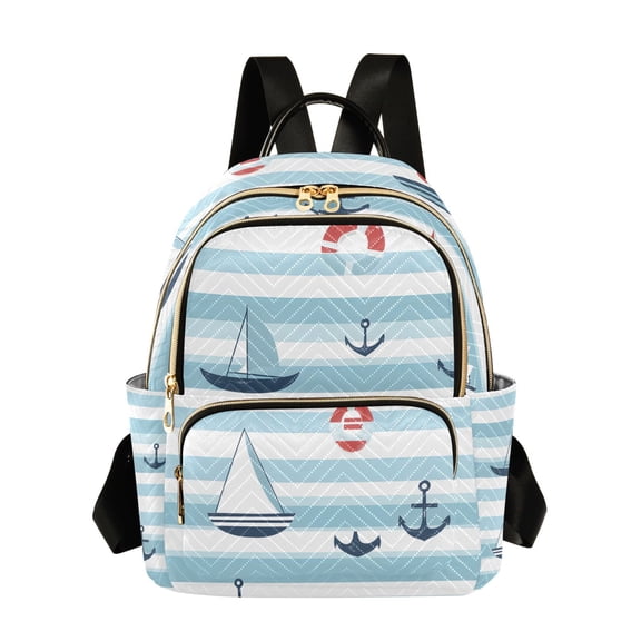 ALAZA Anchors Stripes Womens Travel Laptop Backpack Large Daypack Ladies Shoulder Bags S