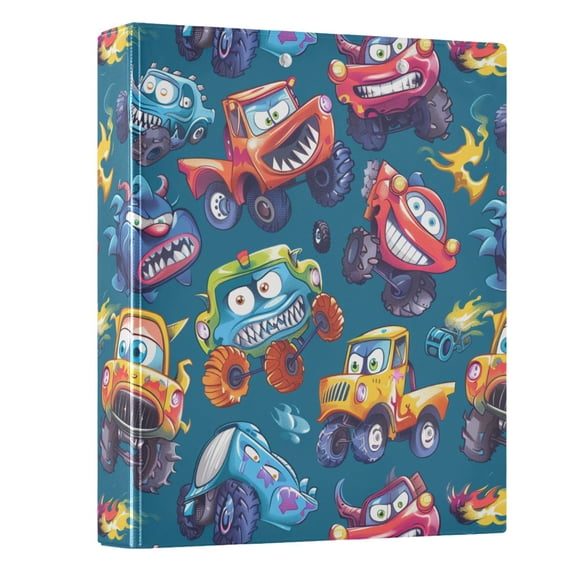 ALAZA Angry Monster Truck Cartoon 3 Ring Binder 1.5 Inch Three Ring Office Binders w/ clipboard & 3 pockets, Hold 200 Sheets, 1 pc