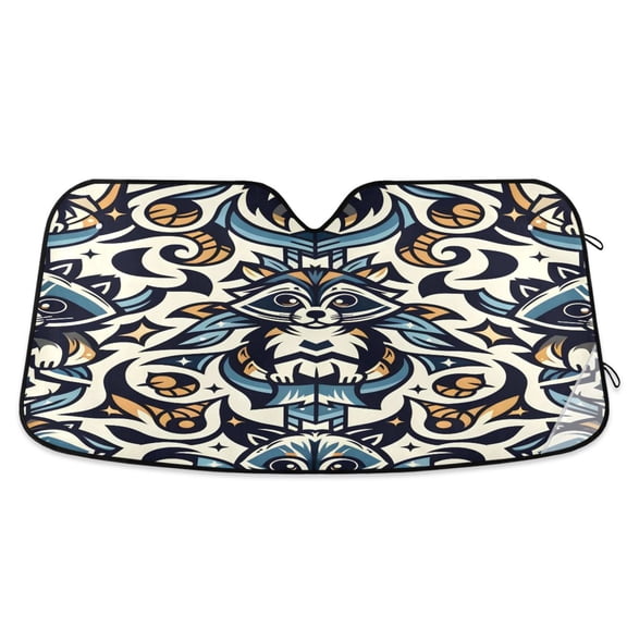 ALAZA Animal Raccoon Icon Windshield Sun Shade Car Foldable Visor Block UV Rays Protector 55"x27.6"