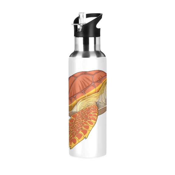 ALAZA Animal Turtle Water Bottle Insulated Flask Stainless Steel Straw Lid 20 oz