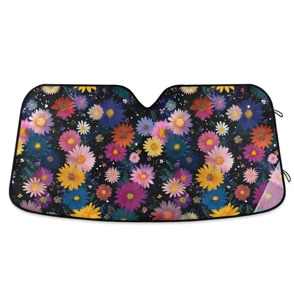 ALAZA Art Daisy Floral Pattern Car Windshield Sun Shade Foldable UV Ray Sunshade Visor Protector 53 x 23.5in