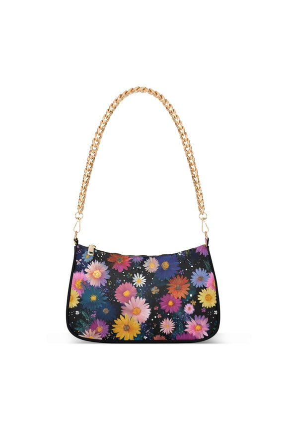 Art Daisy Floral Women's Chain Shoulder Bag Hobo Handbag Tote Crossbody Purse
