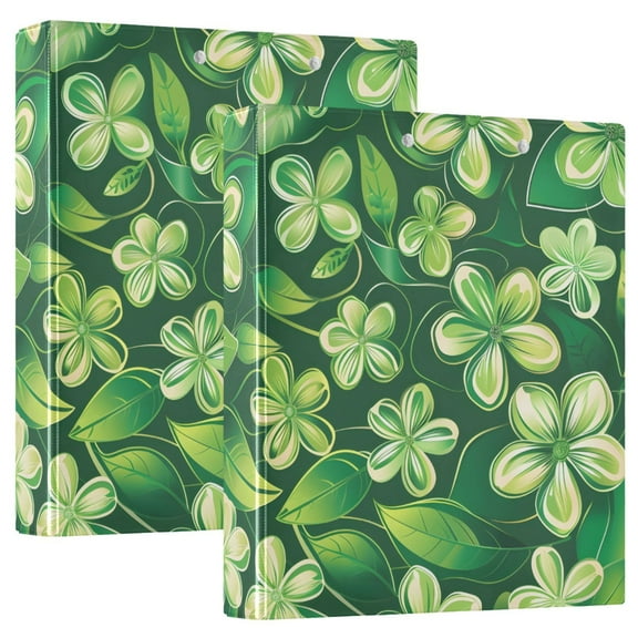 ALAZA Art Green Flower Hardcover 3 Ring Binder 1.5" Round Rings Interior Pockets Binders Organizer 2 Pack