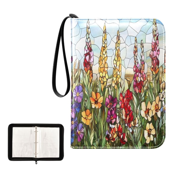 ALAZA Art Marble Flowers Trading Card Binder 4 Pocket Cards Collection Album 400 Folder Holder
