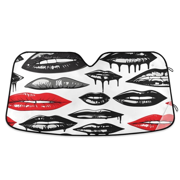 ALAZA Art Mouth Pattern Windshield Sun Shade Car Foldable Sun Visor Block UV Rays Protector 55"x27.6"