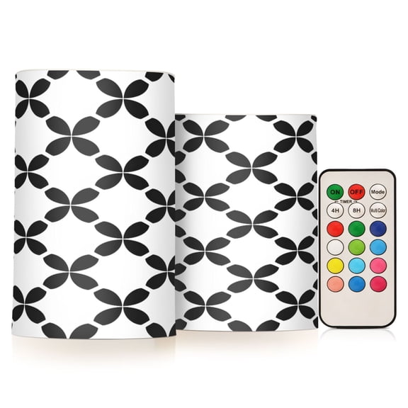 ALAZA Art Plaid Pattern 2 PCs LED Flickering Flameless Candles with Remote Timer Battery Operated Candle