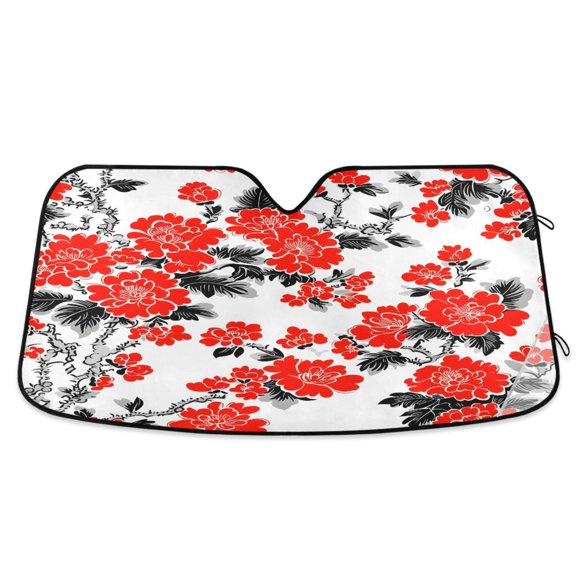 ALAZA Art Rose Flower Windshield Sun Shade Car Foldable Sun Visor Block UV Rays Protector 53"x23.5"