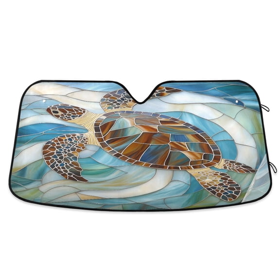 ALAZA Art Sea Turtle Windshield Sun Shade Car Foldable Sun Visor Block UV Rays Protector 55"x27.6"