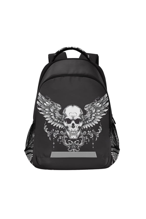 Art Skeleton with Wings Backpack Elementary School Bag Bookbag Travel Rucksack