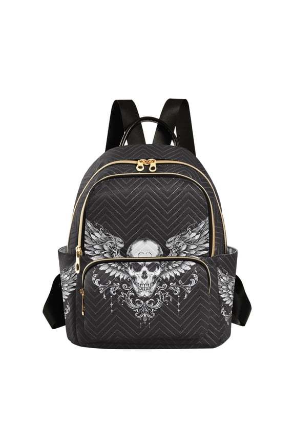 Art Skeleton with Wings Womens Travel Laptop Backpack Large Daypack Ladies Shoulder Bags S