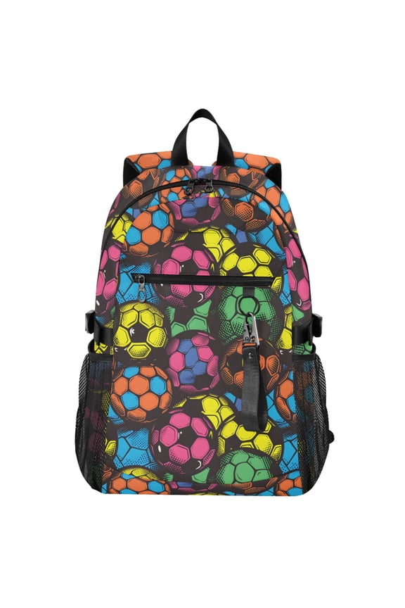 Art Soccer Footballs Pattern School Backpack Travel Laptop Bag College Bookbag Casual Daypack for Women Men