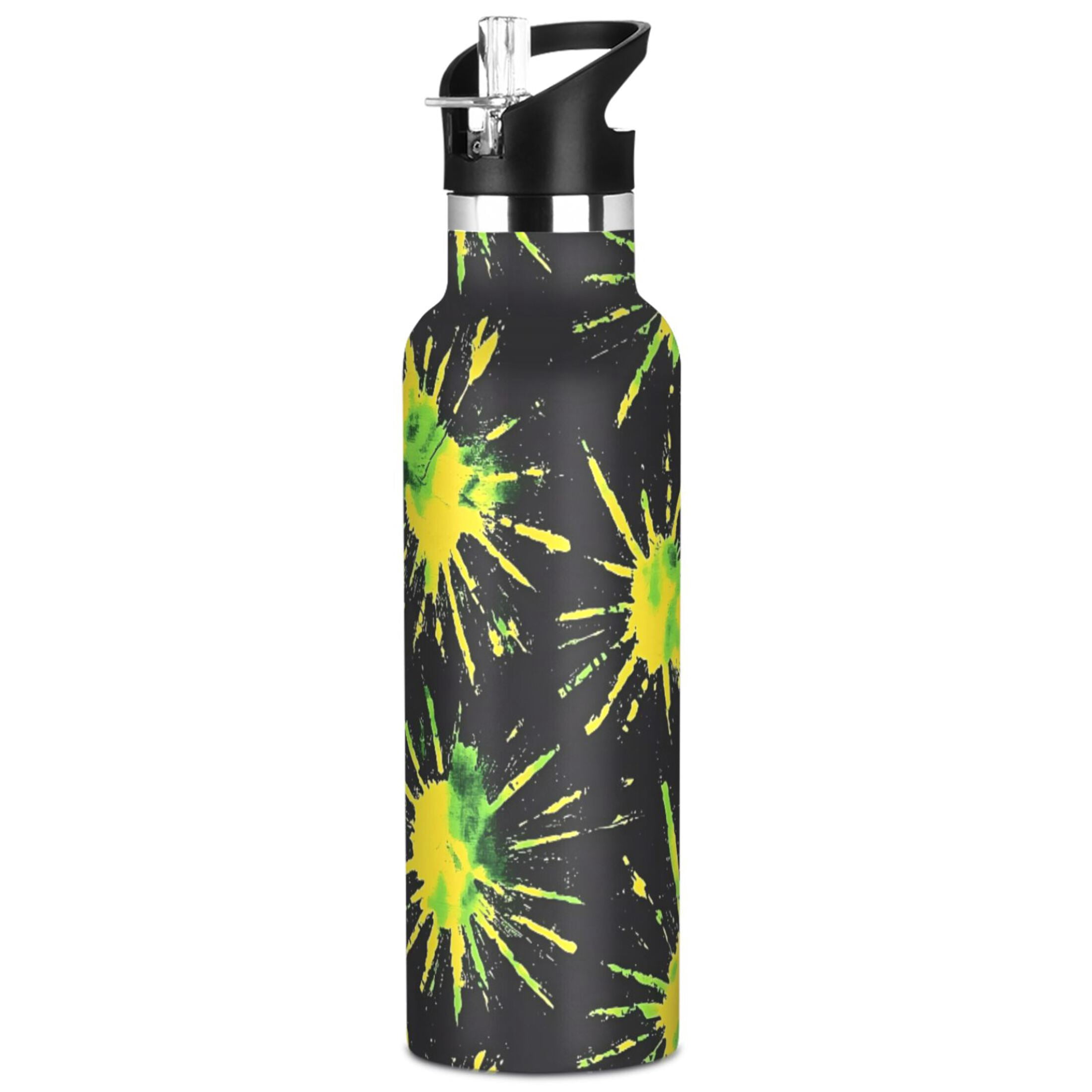 ALAZA Art Tie Dye Yellow Pattern Stainless Steel Water Bottle Vacuum ...