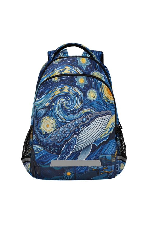 Art Whale Oil Paint1 Pattern Backpack Elementary School Bags Student Bookbag Travel Rucksack