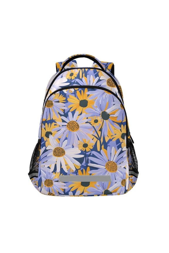 Artistic Daisy Flower Backpack Elementary School Bag Bookbag Travel Rucksack