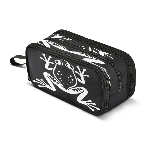 ALAZA Artistic Frog Pencil Case Bag 3 Compartment Pen Pouch Large Storage Holder Box Organizer